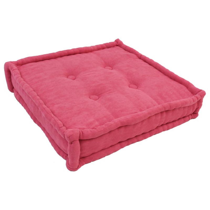 20-Inch Square Corded Floor Pillow With Button Tufts