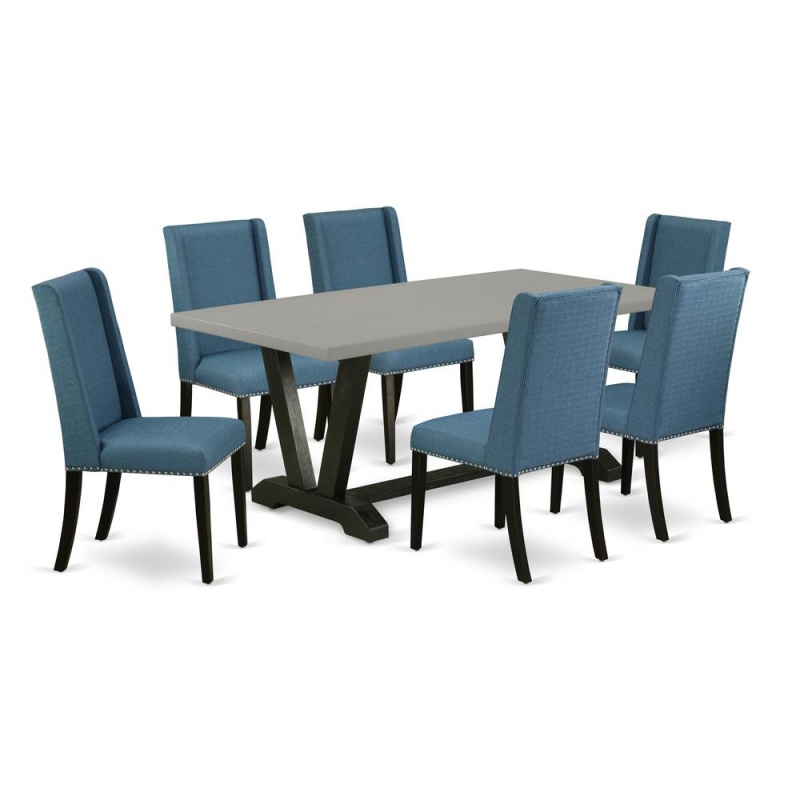 East West Furniture V697fl121-7 - 7-Piece Kitchen Table Set - 6 Parson Chairs And Dinner Table Hardwood Structure