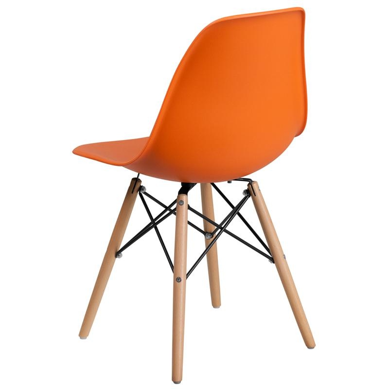 Elon Series Orange Plastic Chair With Wooden Legs