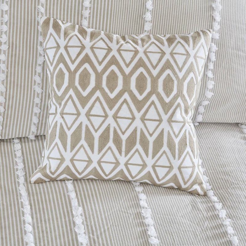 Embroidered Cotton Square Decorative Pillow