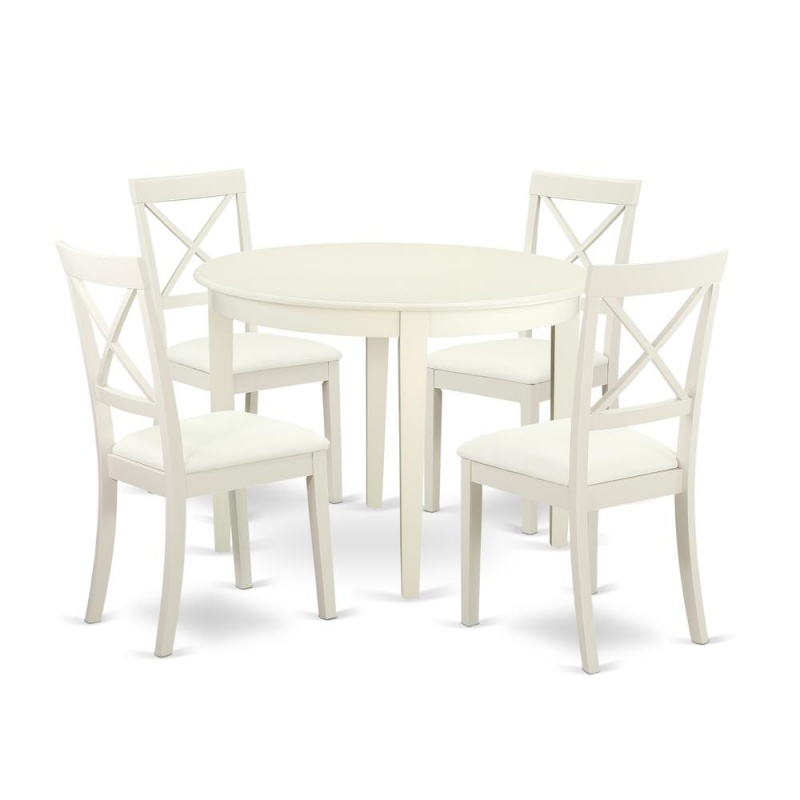 Dining Room Set Linen White, Bost5-Lwh-Lc