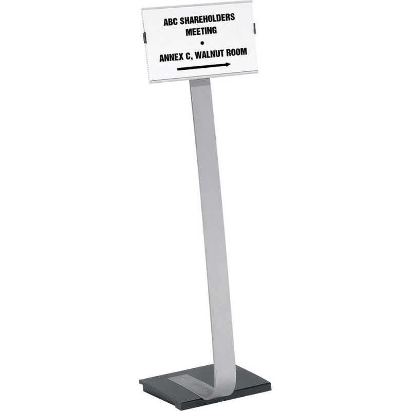 Durable® Info Sign Letter Floor Stand - 8.5" X 11" Sign - 40.5" - 46.5" Height - Rectangular Shape - Acrylic, Stainless Steel - Updateable - Silver - 1 Pack