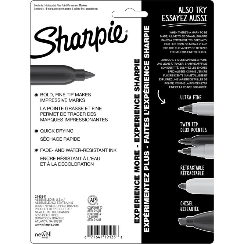 Sharpie Mystic Gems Permanent Markers - Fine Marker Point - Multi - 14 / Pack