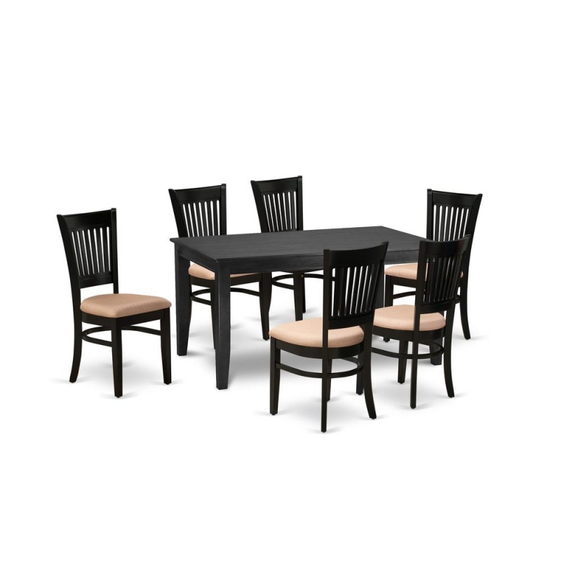 Dining Table- Dining Chairs, Duva7-Blk-c