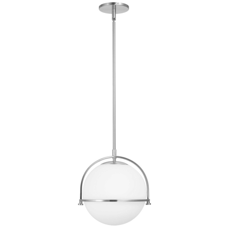 1 Light Incandescent Pendant with White Opal Glass