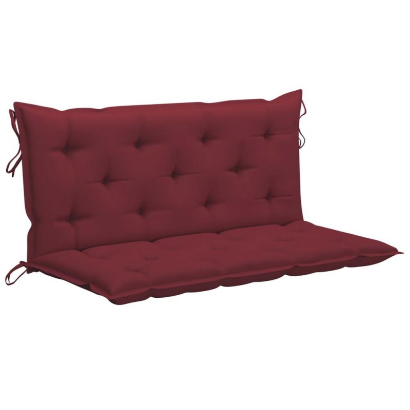 Vidaxl Swing Bench With Wine Red Cushion 47.2" Solid Teak Wood 2874