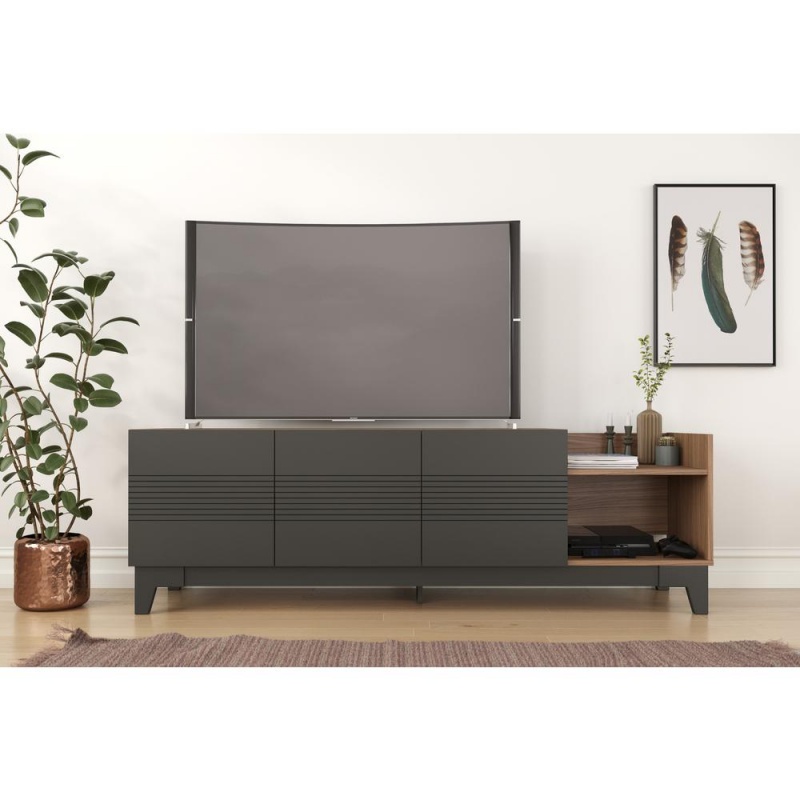 Influence Tv Stand, 72-Inch, Nutmeg And Charcoal Grey