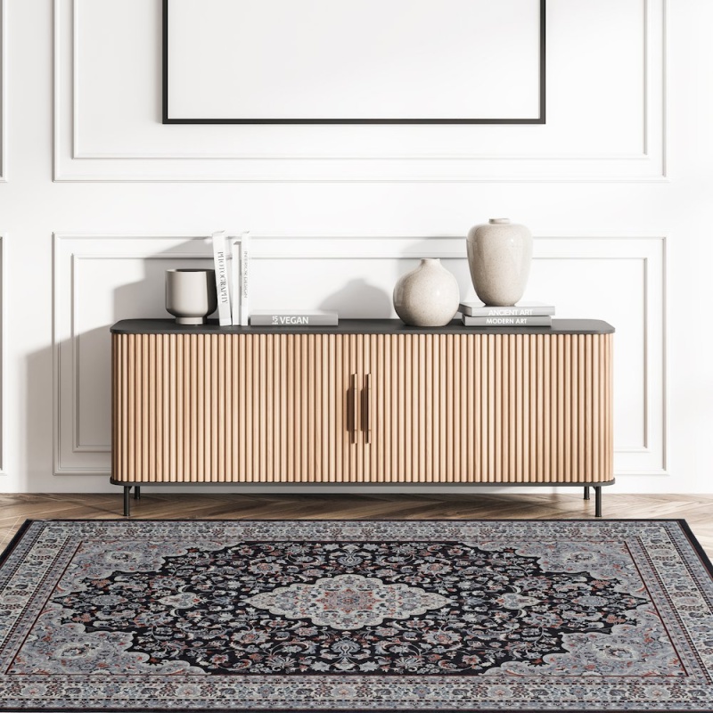 Emerald Barton Black & Cream 6.7X9.7, Rug