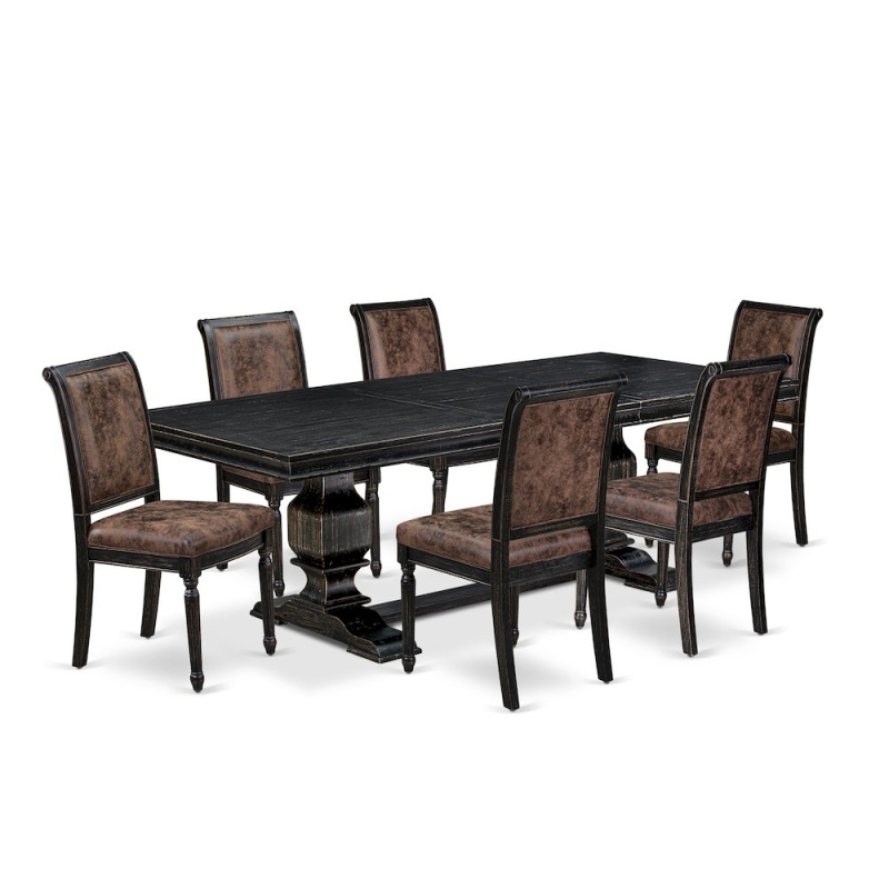 7 Piece Kitchen Table Set with 6 Dining Chairs