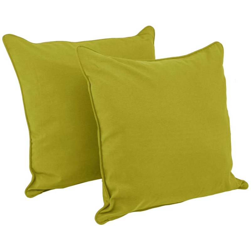 25-Inch Double-Corded Solid Twill Square Floor Pillows With Inserts (Set Of 2), Mojito Lime
