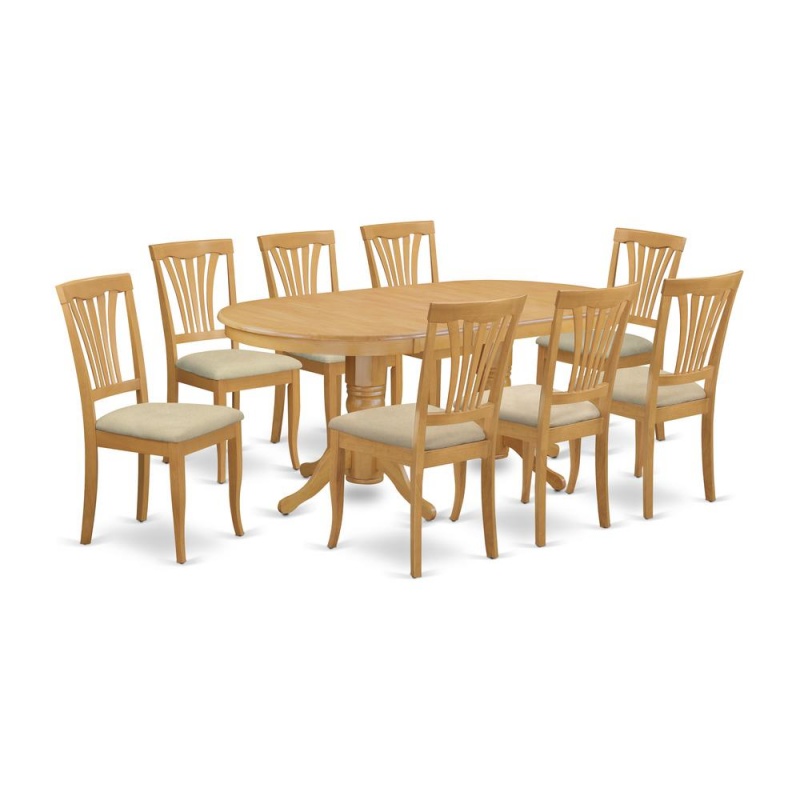9 Pc Dining Room Set Dining Table With Leaf And 8 Dining Chairs