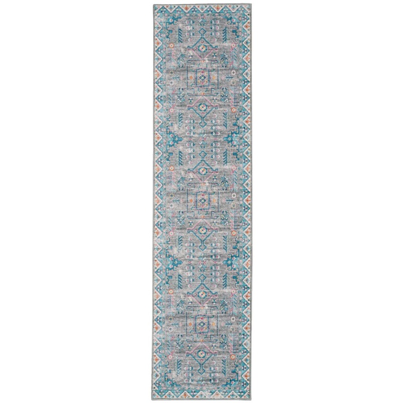 Washable Barron Grey/Green 2X8 Rug