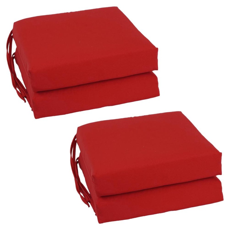 Blazing Needles Set Of 4 Indoor Twill Chair Cushions, Ruby Red