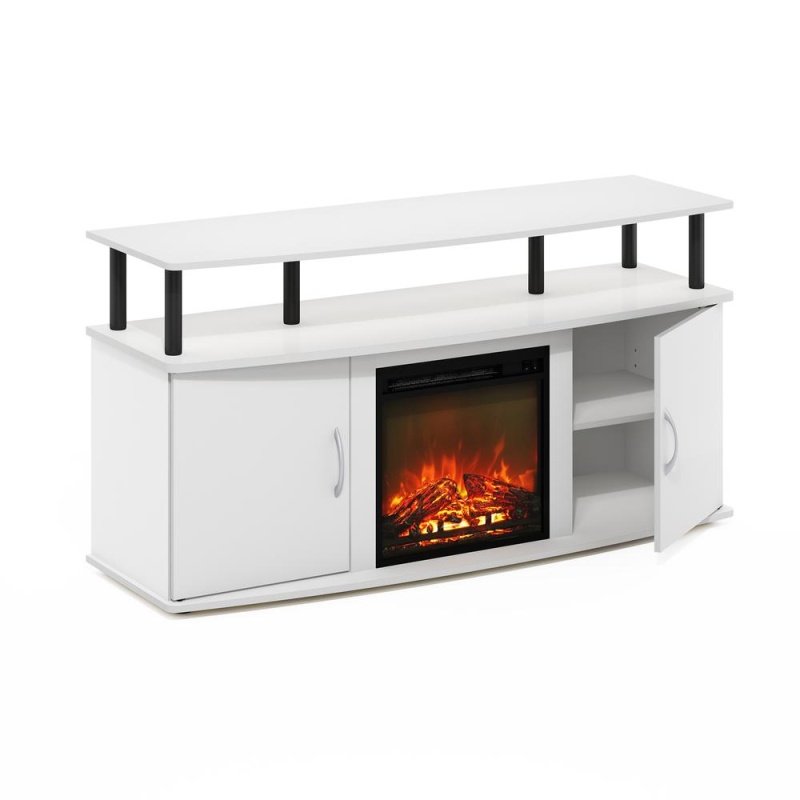 Fireplace Entertainment Center With Doors Storage Cabinet For Tv Up To 55 Inch