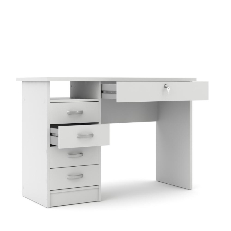 Walden Desk With 5 Drawers, White