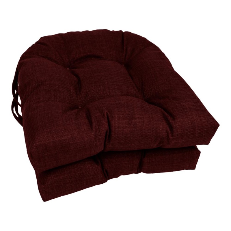 16-Inch Spun Polyester Solid Outdoor U-Shaped Tufted Chair Cushion