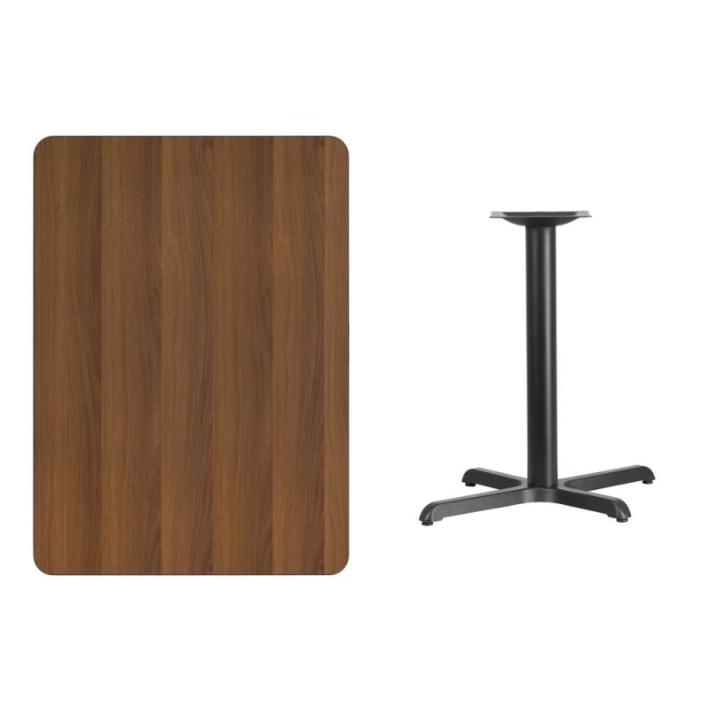 30'' X 42'' Rectangular Walnut Laminate Table Top With 23.5'' X 29.5'' Table Height Base