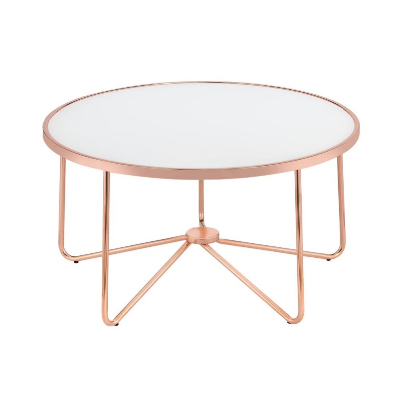 Alivia Coffee Table, Rose Gold & Frosted Glass
