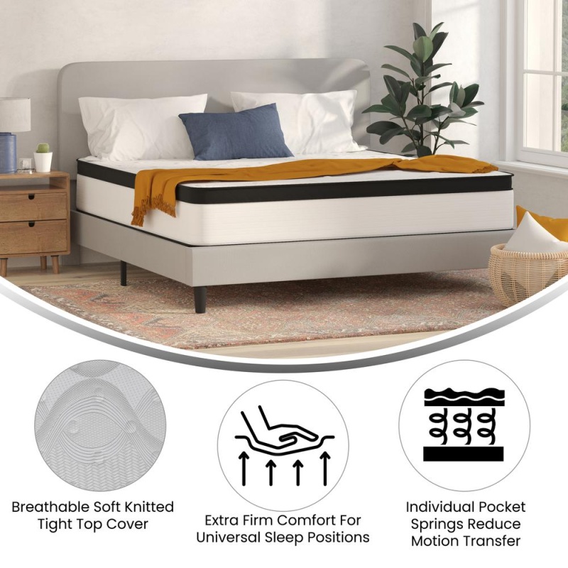Capri Comfortable Sleep Firm 12 Inch Certipur-Us Certified Hybrid Pocket Spring Mattress, Extra Firm Feel, Durable Support, King Mattress In A Box
