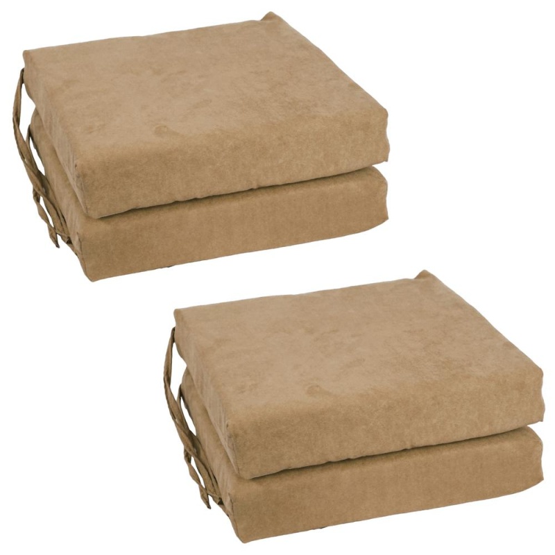 Blazing Needles Set of 4 Indoor Microsuede Chair Cushions, Java