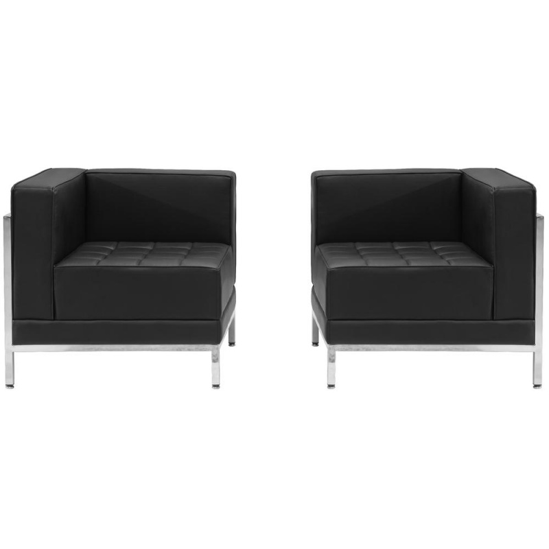 Imagination Black Leathersoft 2 Piece Corner Chair Set