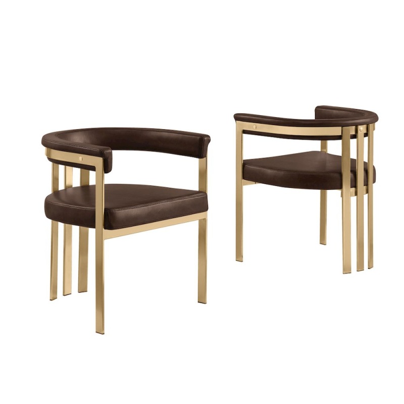 Leather-Aire Side Chairs With Gold Chrome, Set of 2