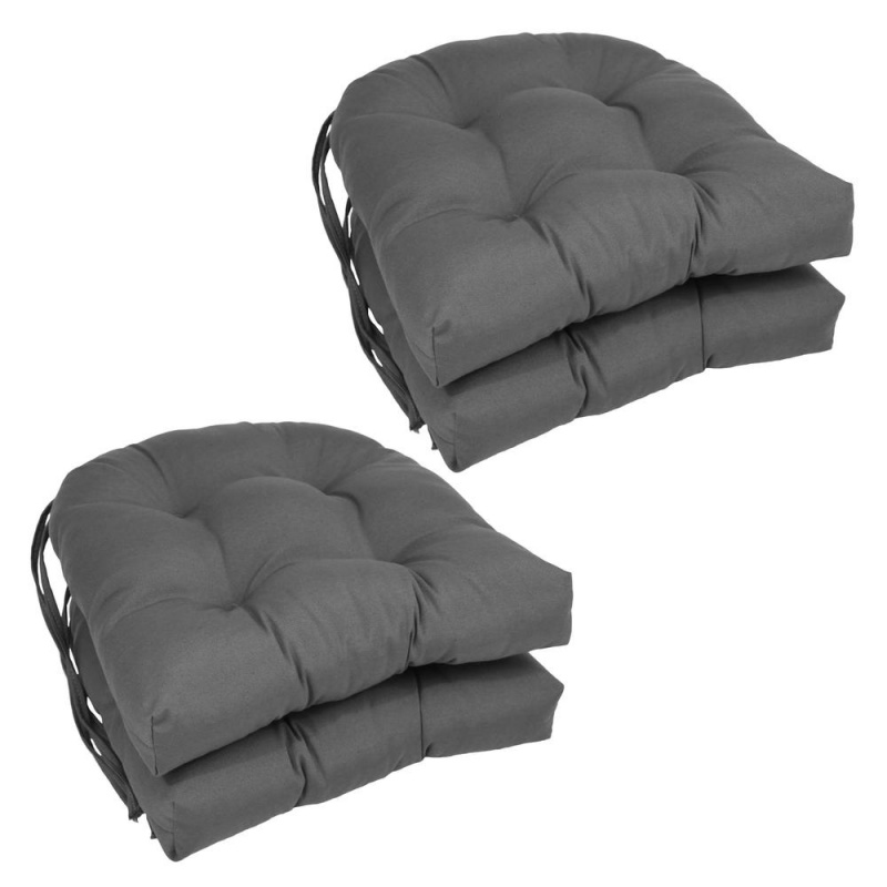 16-Inch Solid Twill U-Shaped Tufted Chair Cushions (Set Of 4)