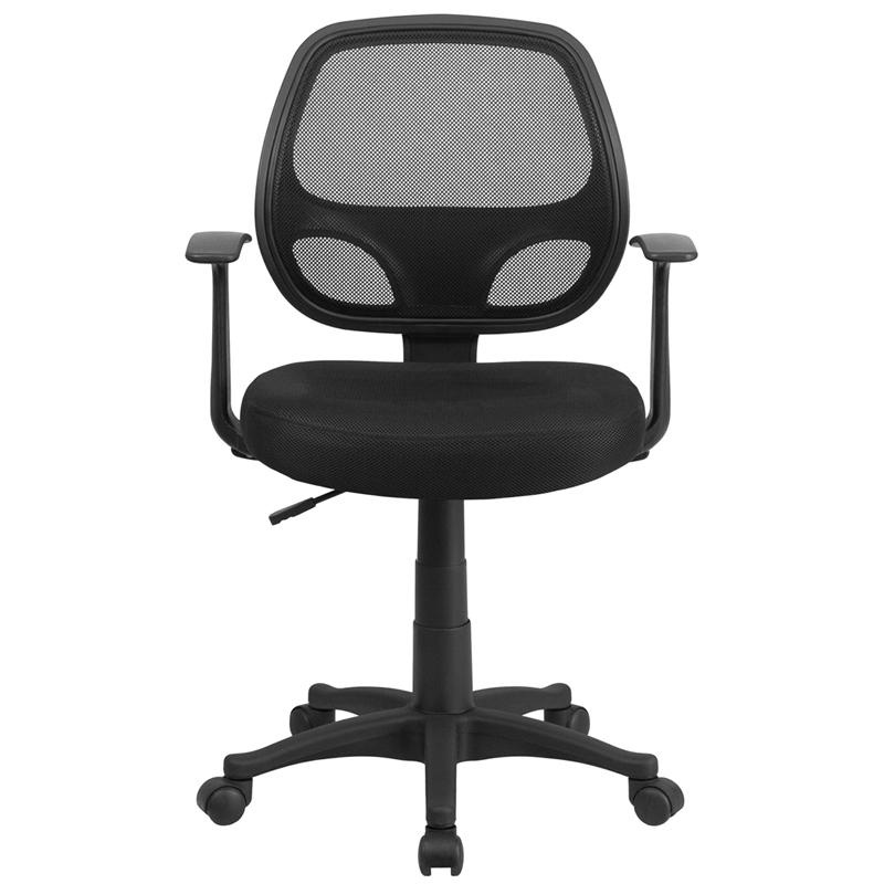 Mid-Back Black Mesh Swivel Ergonomic Task Office Chair With T-Arms ...