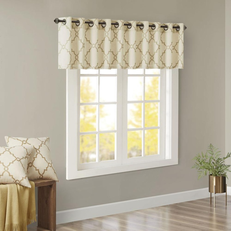 Fretwork Print Grommet Top Window Valance
