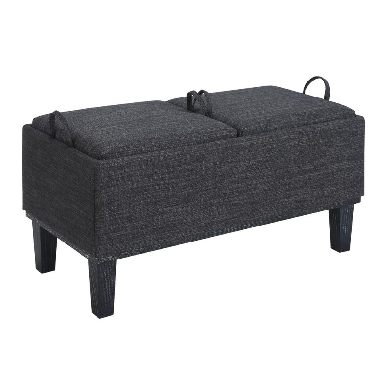 Designs4comfort Brentwood Storage Ottoman With Reversible Trays, Gray