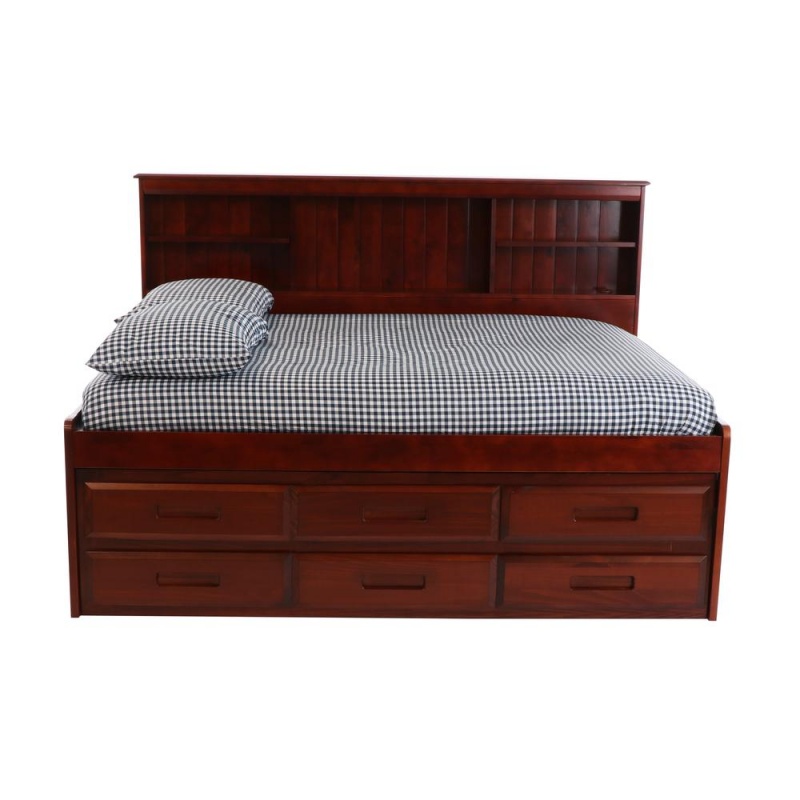 Os Home And Office Furniture Model Solid Pine Full Daybed With Six Drawers In Rich Merlot