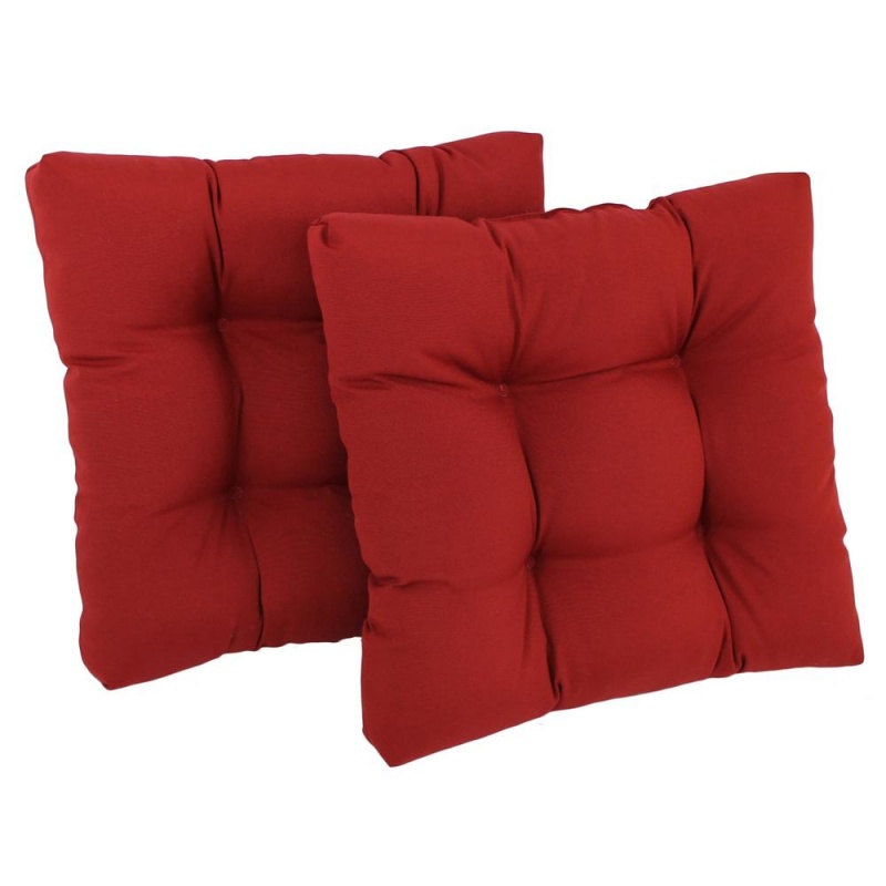 19-Inch Squared Twill Tufted Dining Chair Cushion (Set Of Two)