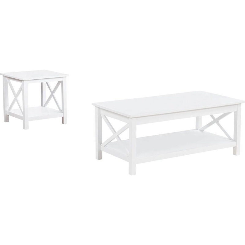 Skyview 2-Piece Rectangular Lift-Top Coffee Table Set White