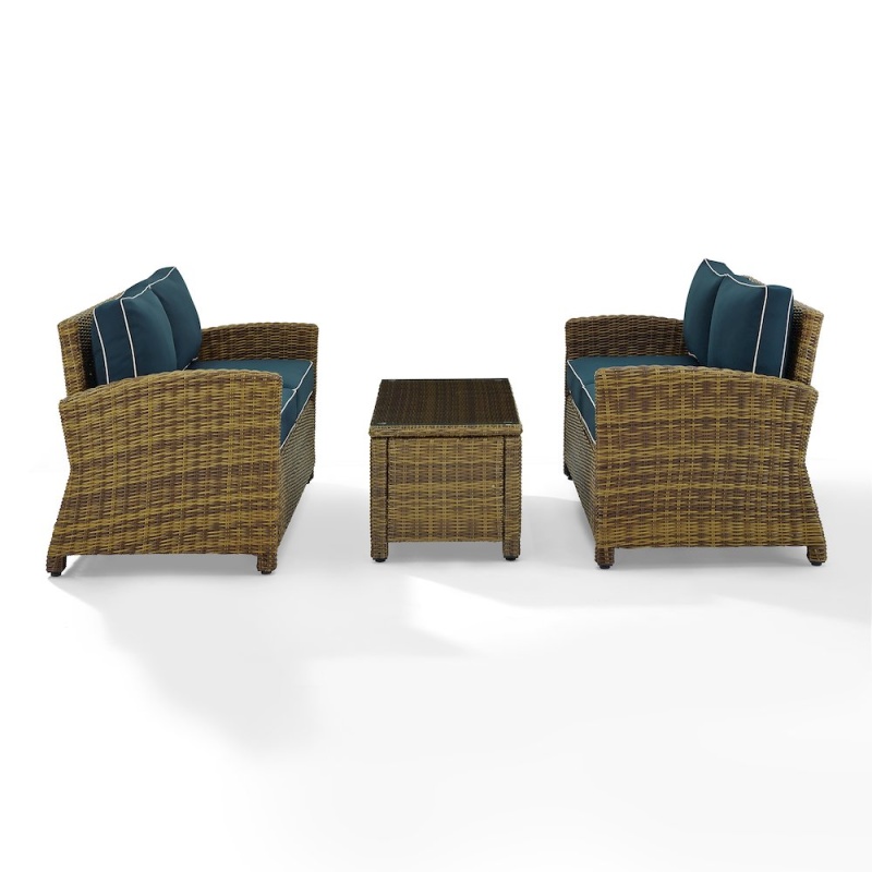 Bradenton 3Pc Outdoor Loveseat Patio Furniture Set, Coffee Table & 2 Loveseats