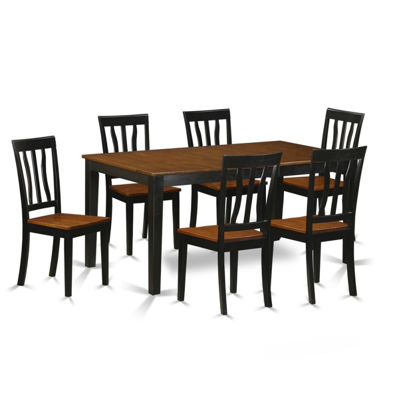 7 Pc Kitchen Table Set with 6 Wood Dining Chairs