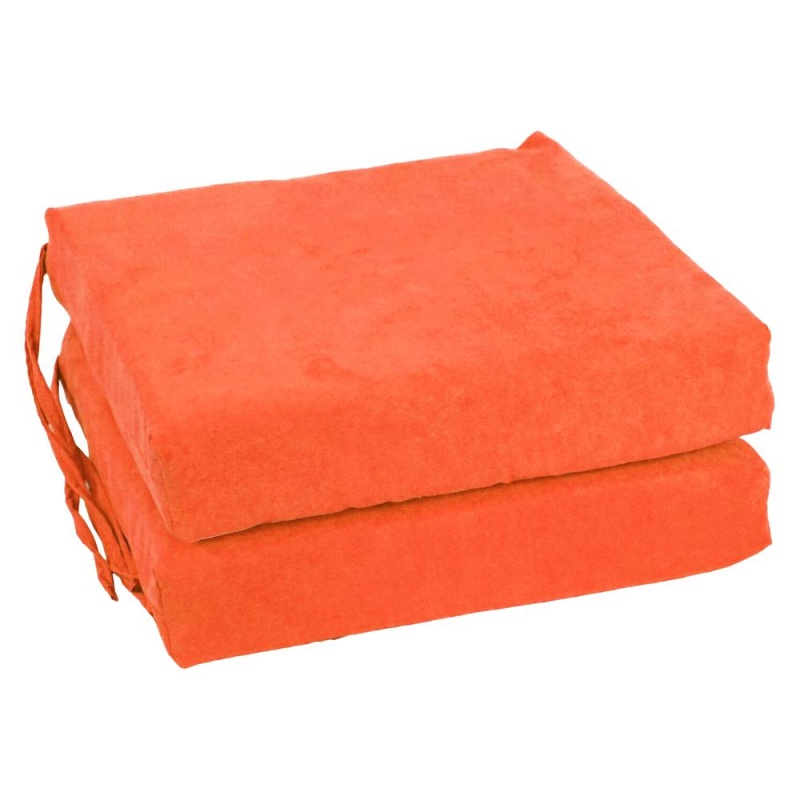 Blazing Needles Indoor 16" X 16" Microsuede Chair Cushion, Tangerine Dream