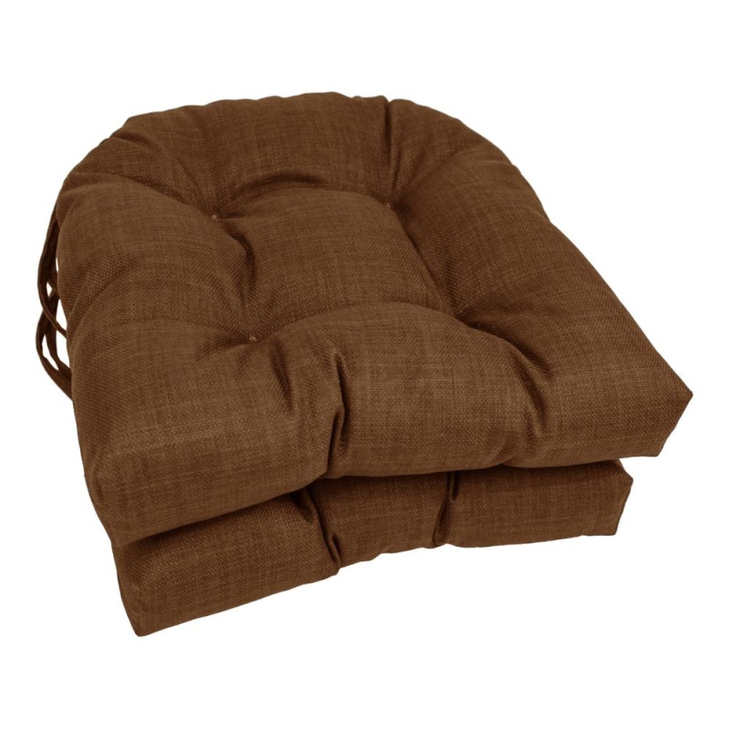16-Inch Spun Polyester Solid Outdoor U-Shaped Tufted Chair Cushion