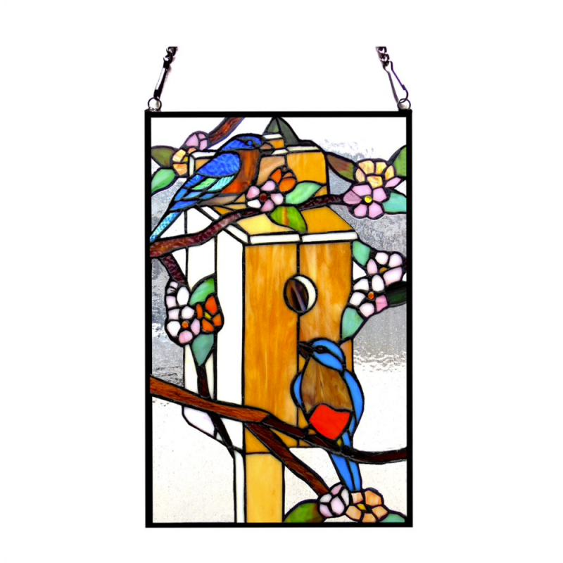Home Tiffany-Glass Window Panel 12X19