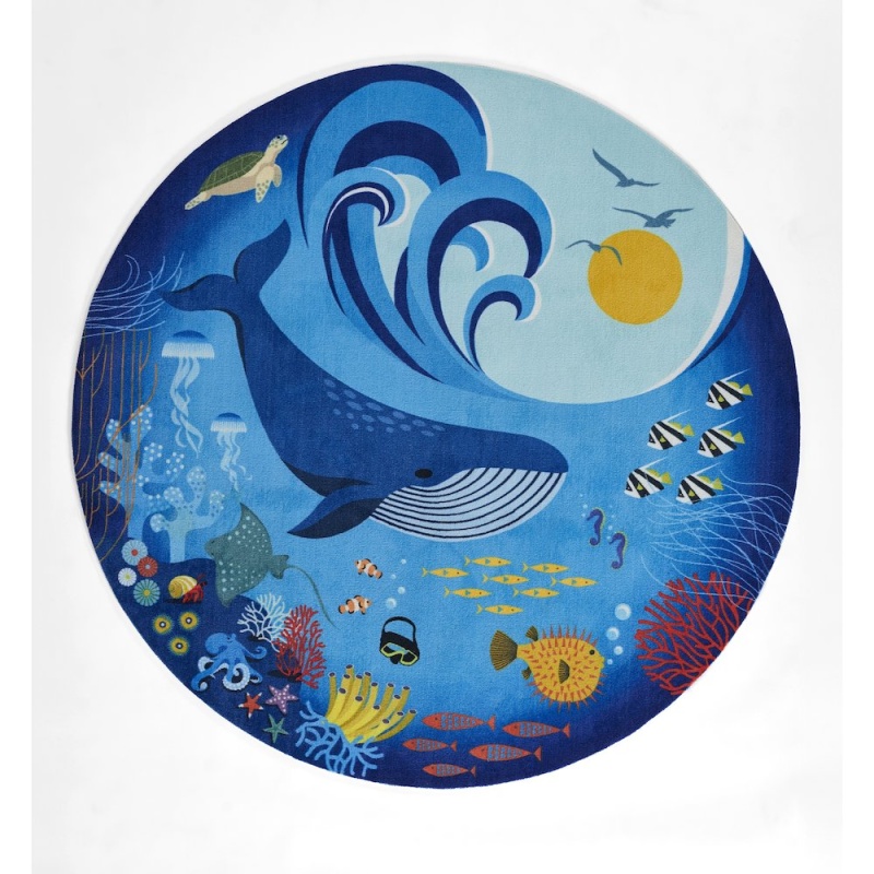 Playground Ocean Blue Kid Rug 6' x 6' Round