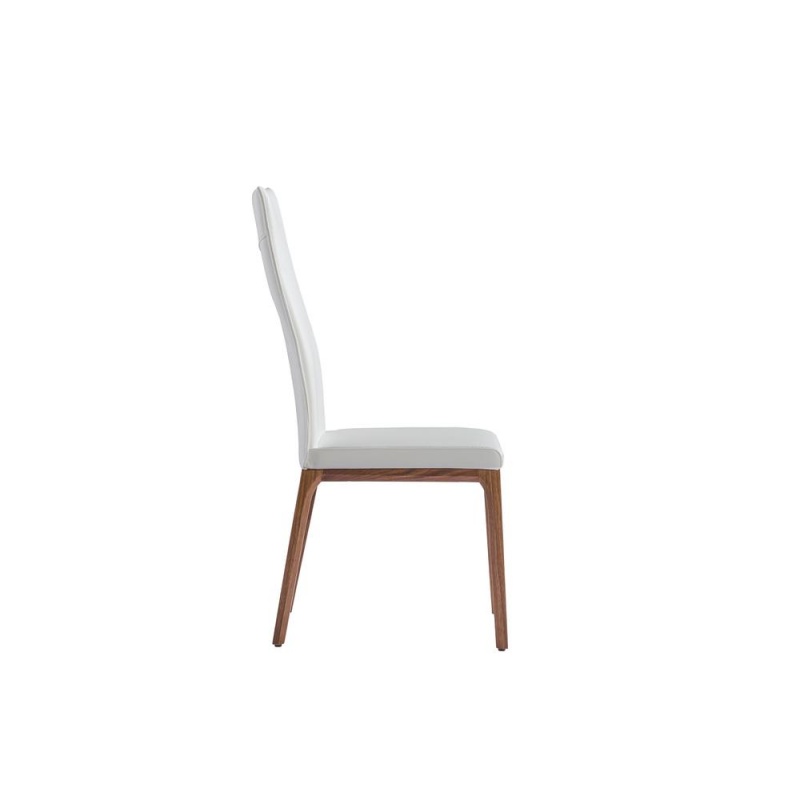 Ricky Dining Chair With Walnut Veneer Base And White Seat (Set Of 2)
