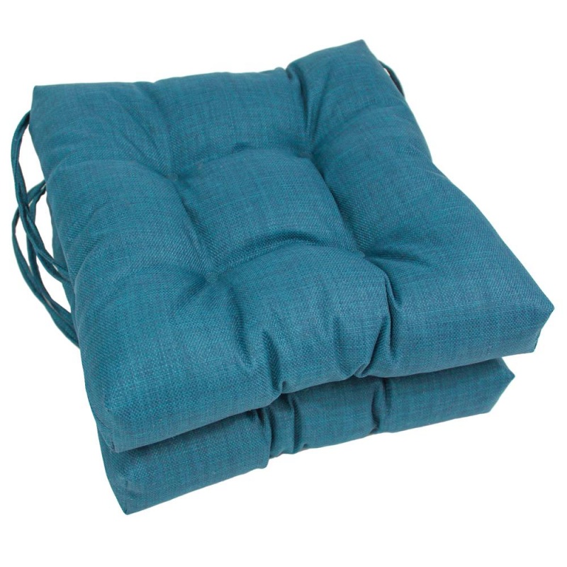 16-Inch Outdoor Spun Polyester Square Tufted Chair Cushions (Set of 2)