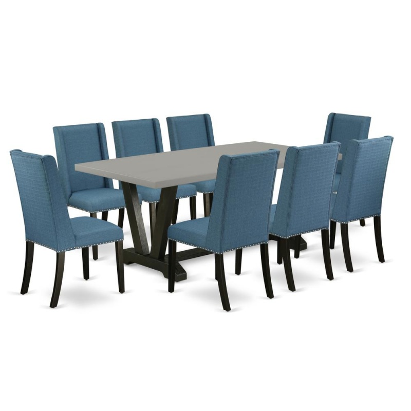 East West Furniture V697fl121-9 - 9-Piece Dining Table Set - 8 Parson Dining Chairs And Dining Table Hardwood Frame