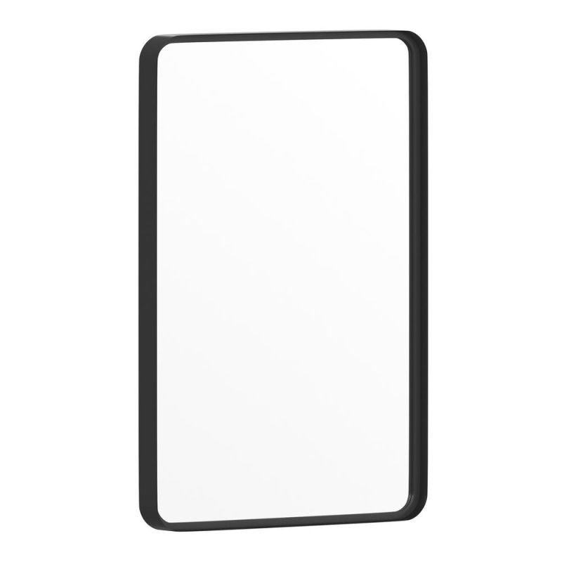 20" X 30" Decorative Wall Mirror - Rounded Corners, Matte Black