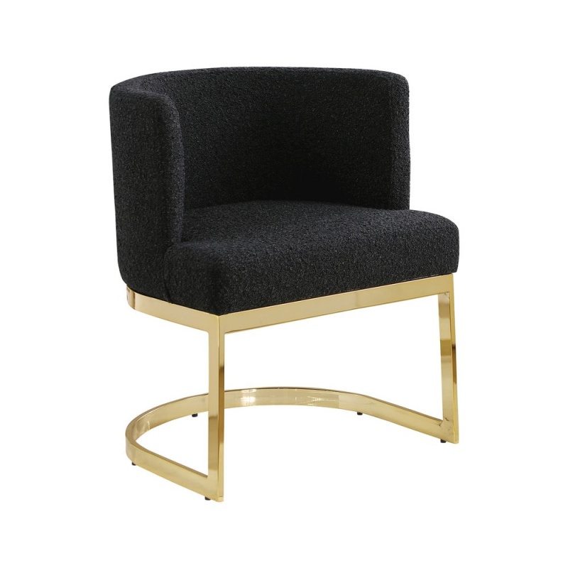 Black With Gold Chrome Base Barrel Chair