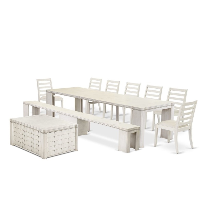 10 Pieces Extendable Dining Set Includes A Rectangle Kitchen Table