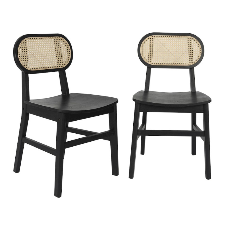 Set of 2 Cane Rattan Dining and Event Chairs