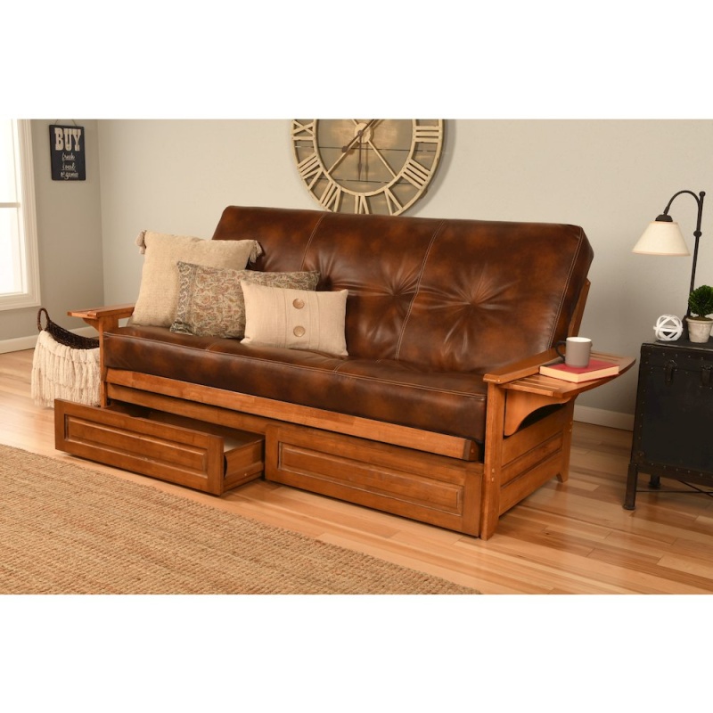 Phoenix Frame-Barbados Finish-Oregon Trail Saddle Mattress-Storage Drawers
