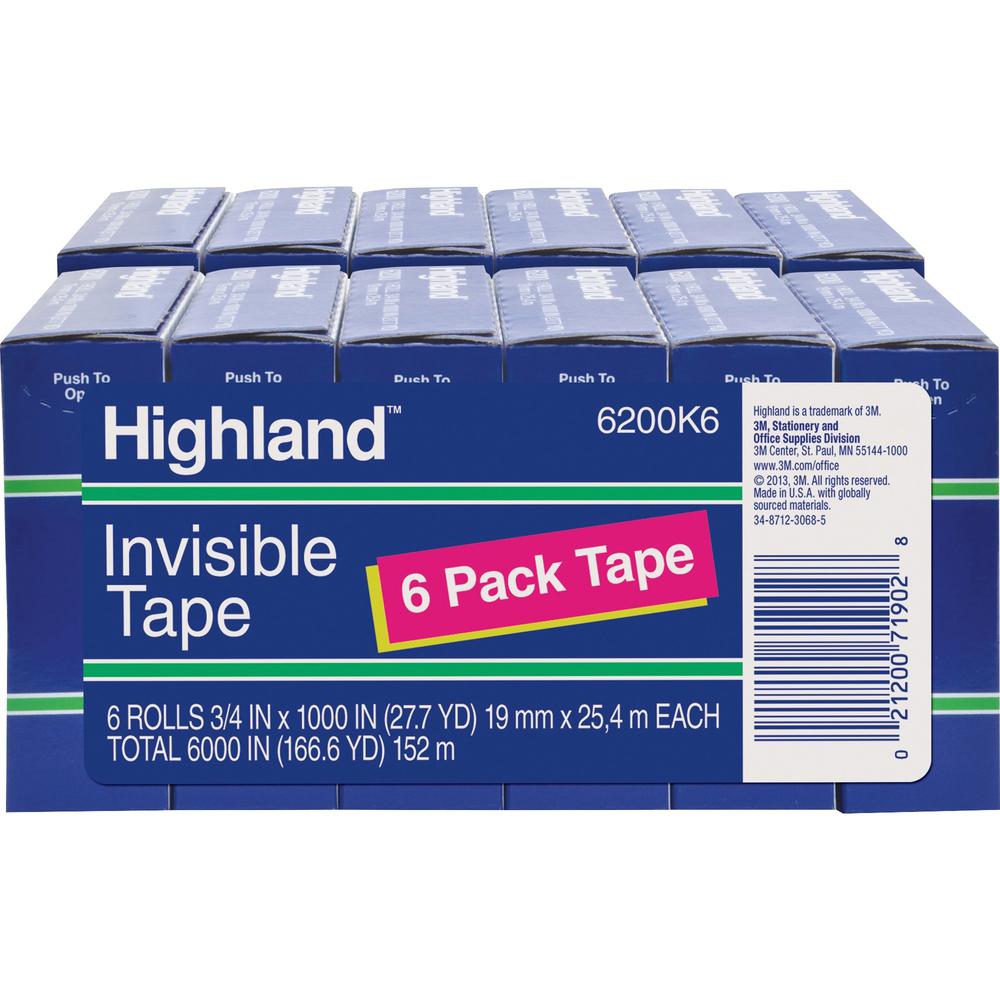 Scotch 3/4W Magic Tape - 27.78 yd Length x 0.75 Width - 1 Core - Split  Resistant, Tear Resistant - For Mending, Splicing - 24 / Pack - Matte 