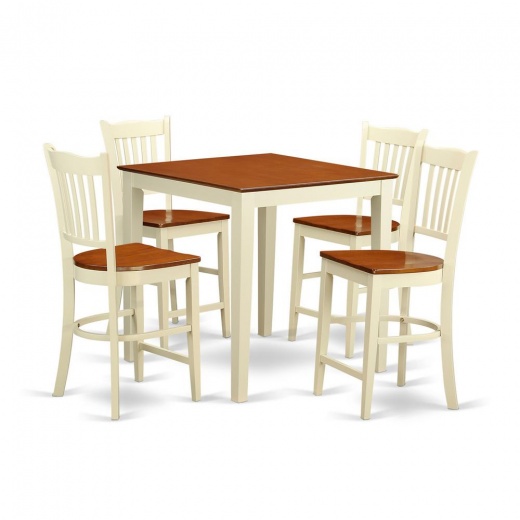 5 PC Counter Height Table and Chair Set - Pub Table and 4 Counter Height Chairs