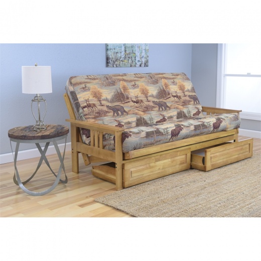 Monterey Frame - Butternut Finish - Canadian Mattress - Storage Drawers